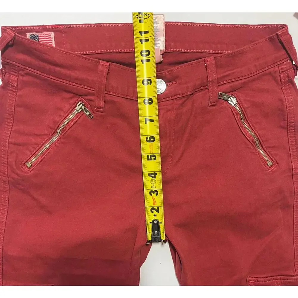 True Religion Casey Men’s Pants 30x28 Red Cargo Twill Zip‎ Pocket NWT